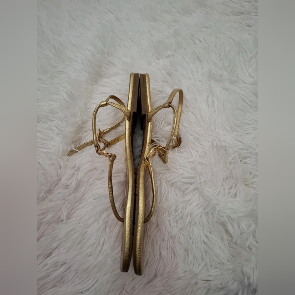 Tory Burch Designer Emmy Metallic Strappy Gold Women's Leather Sandals 6 - Picture 4 of 5